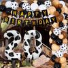 Farm Theme Balloon Wreath Set Birthday Party Flag Cow Digital Balloon Chain Set Arrangement