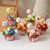 Hand-Knitted Wool Flower Basket: Exquisite Desktop Ornament & Gift