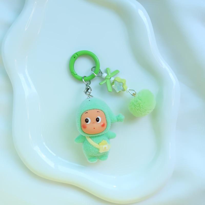 Cartoon Flocking Star Person Keychain Doll Pendant DIY Mobile Phone Cute Pendant Plush Doll Creative Decoration