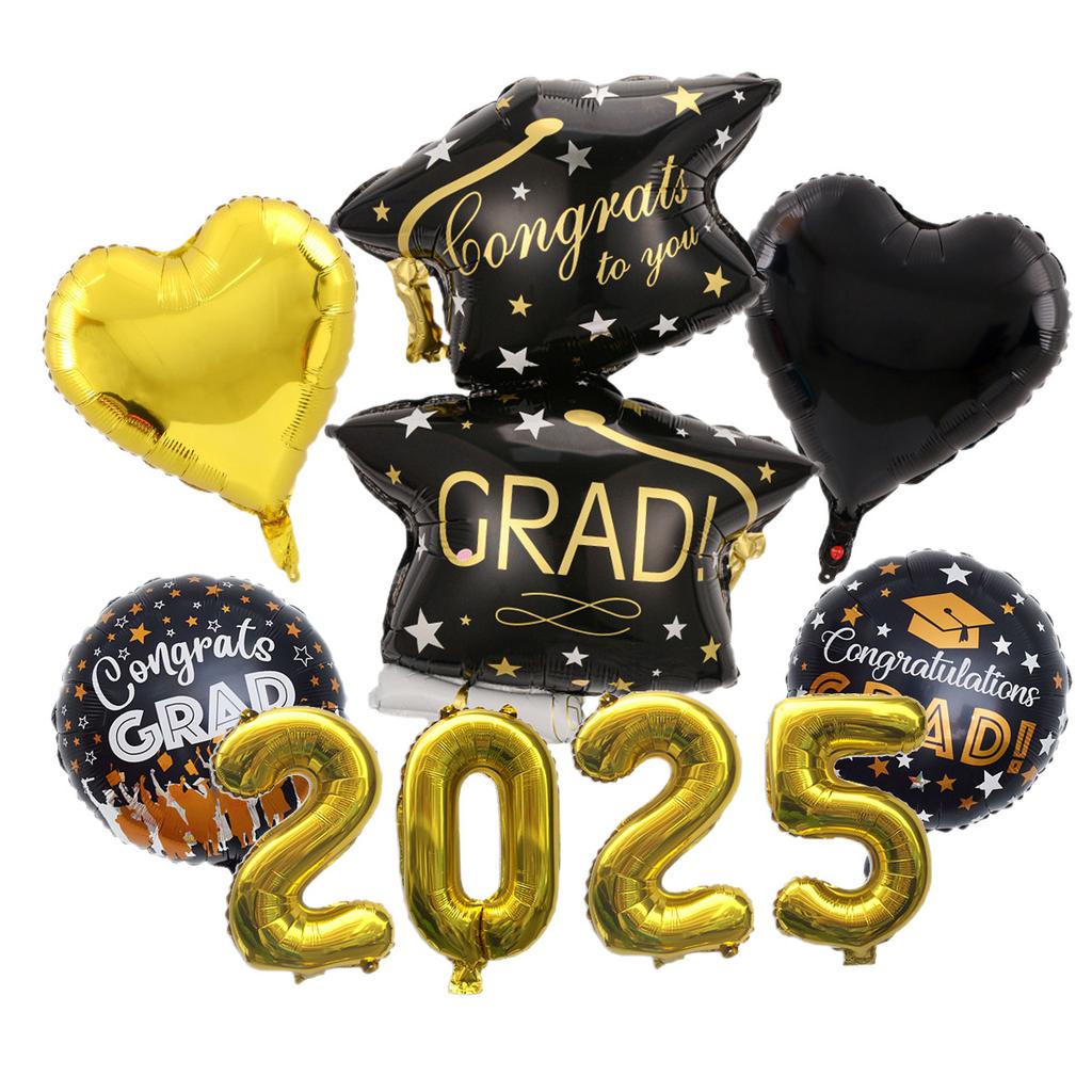 Abschluss-Saison Thema Aluminiumfolien-Ballon-Set Goldener Absolventenhut Feier Klassenzimmer Schulparty Dekoration