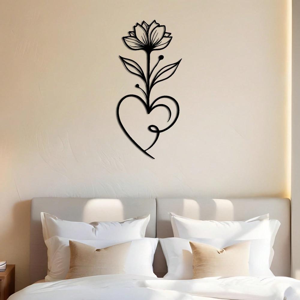 Large Floral Metal Wall Sculpture Laser Cut Iron Heart Base Heavy Duty Statement Art Home Decor Gift
