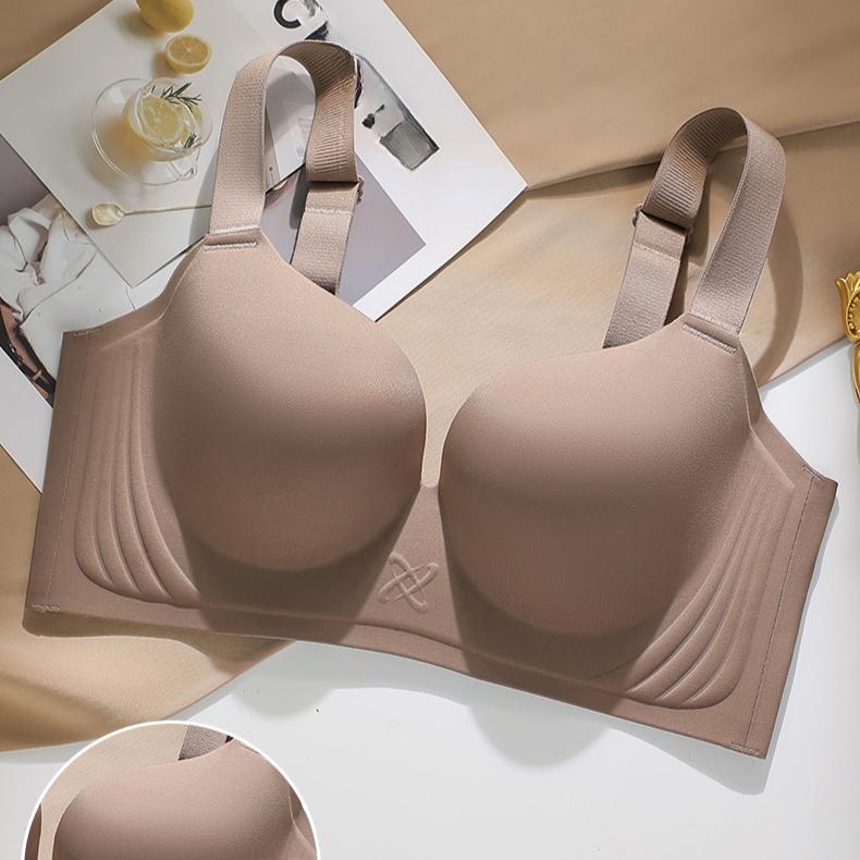 Large Size Smooth Surface Bra for Women Seamless Bra Double Breasted Slim Gathered and Adjusted Bra
