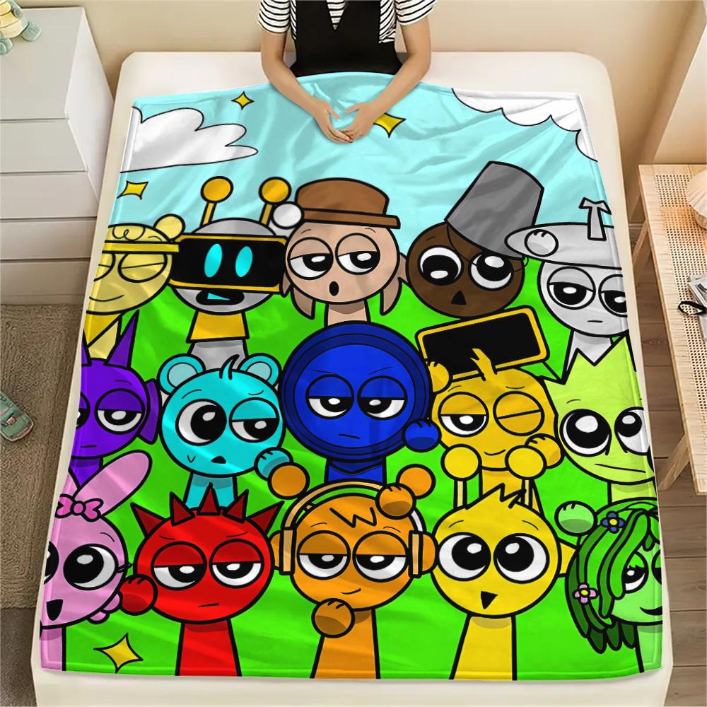 

1 шт. Фланелева ковдра з принтом Sprunki, Високоякісна, Для всіх сезонів, Декор для дому, Тепло та затишок, Ідеально для Різдвяних подарунків 80cm x 120cm