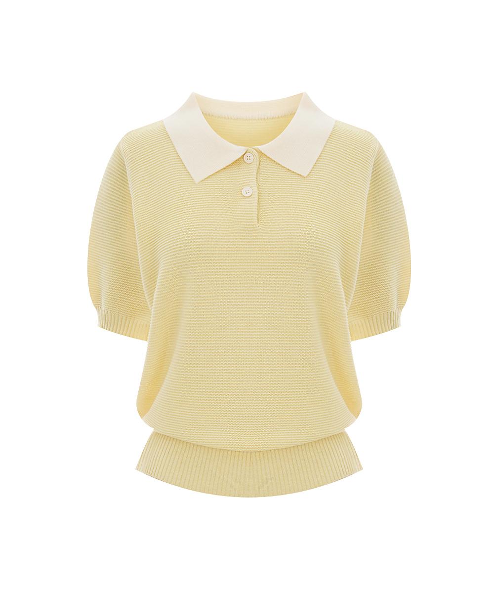 Page Flynn Contrast Collar Ribbed Wool Knit_S6Bkn001C Yellow/Free
