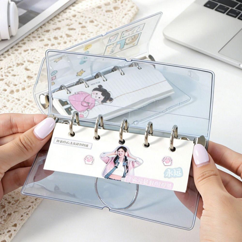 Lightweight Transparent PVC Binder Notebook with Elastic Band M2.5 Loose-leaf Journal DIY Sticker Organizer Stationery Lovers