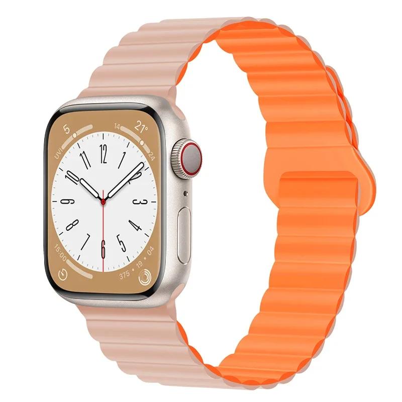 Magnetic Loop For Apple Watch Band 44mm Ultra 49mm 40mm 45-41mm Silicone Bracelet iWatch 10 9 8 7 6 5 SE For Correa Apple Watch