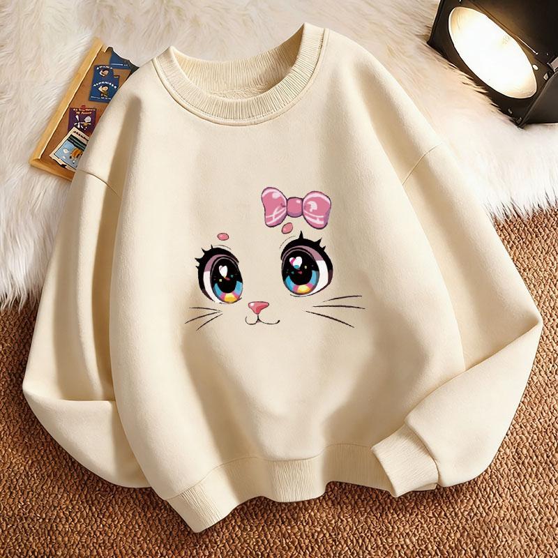 Kawaii Cat Meme Children'S Sweatshirt Pullover Crew Neck Graphic Print Hoodie Boy/Girl Kids Hoody Comfortable Sweatshirt