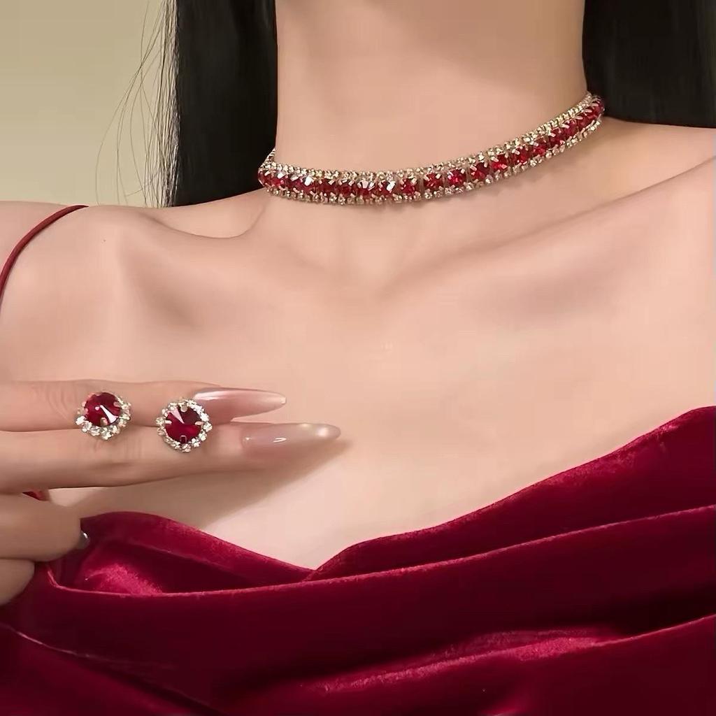 Elegant Waterdrop Diamond Tassel Necklace and Earrings Set for Women