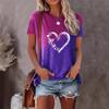 Summer Round Neck Gradient Short Sleeved Top 3D Dandelion Love Pattern Printed Women's T-shirts