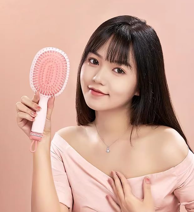 Hairbrush with Air Scalp Bear with Cleaning Cushion, Massage, Design, Pink, Women's, Brush, Tangle-Free, Anti-Static