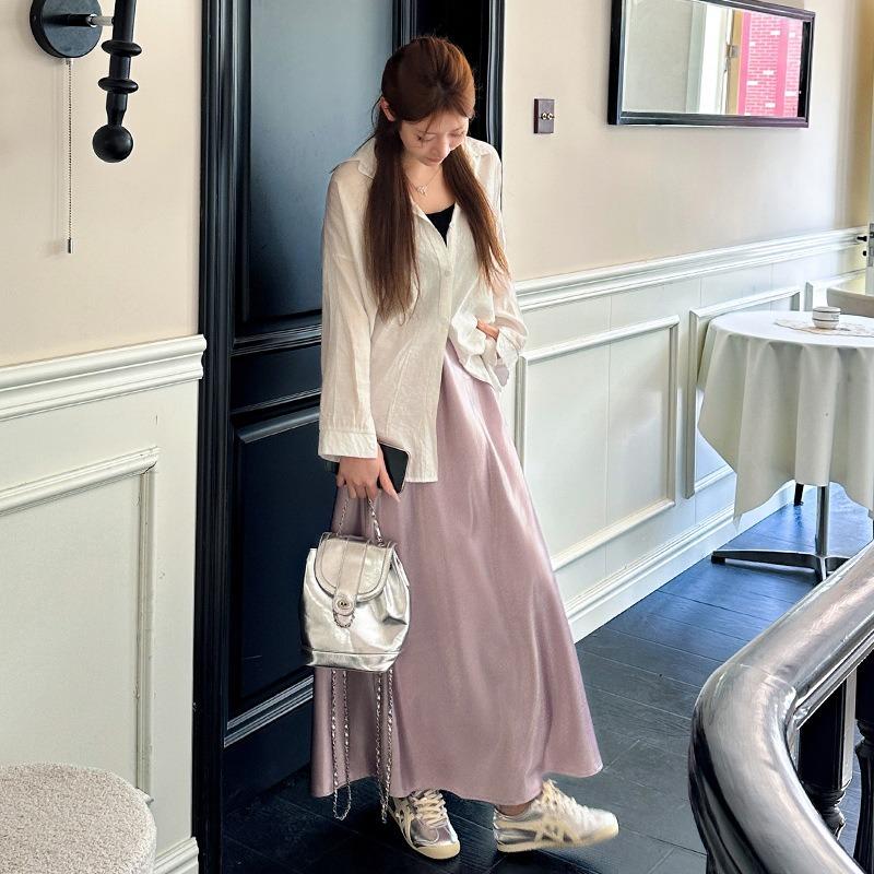 Ацетатная атласная юбка Женская весенне-летняя Новая Высококачественная и Элегантная Облегающая Длинная Юбка M розовый