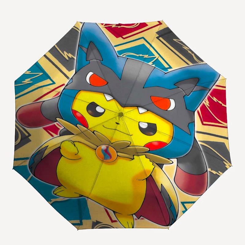 1pc Pikachu In Blue Armor Automatic Folding Umbrella - 3 Folding Design, Vivid Cartoon Pattern, Suitable for Outdoor Activities, A Gift for Fans