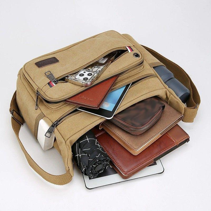 New Tool Kit Industrial Work Bag Wear-resistant Construction Site Shoulder Bag Messenger Bag Large-capacity Multi-Compartment Travel Bag Canvas Bag