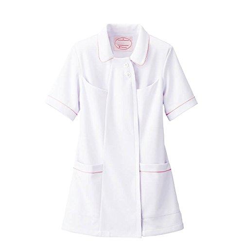 

Nursery Women s Open-Collar Piping Jacket, Opaque, Stretch, Medical/Nursing Coat, Size Small, White/Pink, 769112A