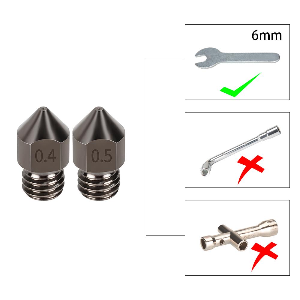 1/2/3Pcs Hardened Steel Nozzle 0.4mm 3D Printer MK8 Nozzles Tool High Temperature Wear Resistant for Makerbot Creality Ender 3