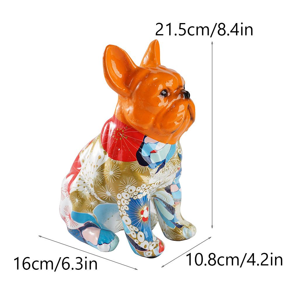 New Creative Water Transfer Printed Bulldog Figurine Graffiti French Bulldog Home and Office Decoration Craft