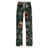 Ladies' Loose And Casual Christmas Printed Wide Leg Pants With Elastic Waistband Drawstring And Pocket Pants