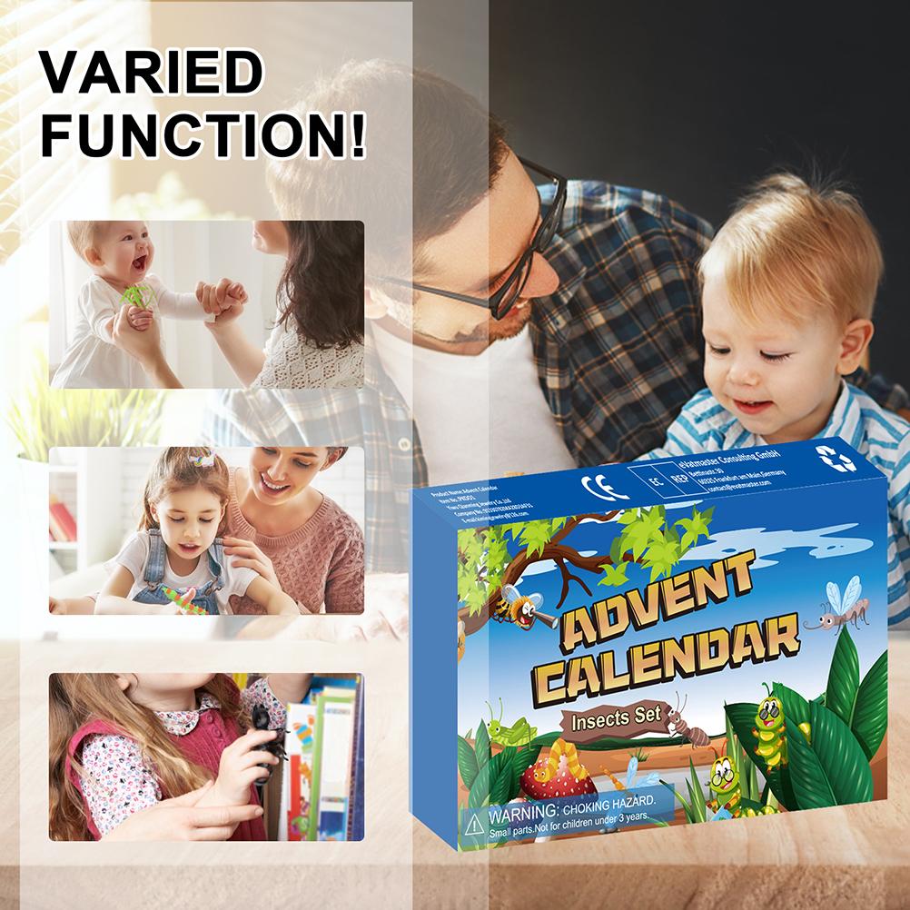 Christmas Countdown Calendar 24Pcs Insects Set Gift Box Christmas Advent Calendar Party Favors