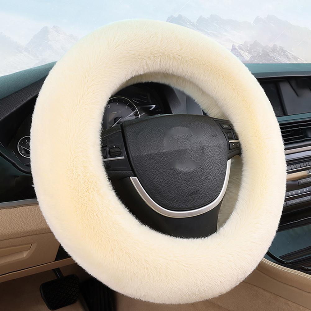 Super Soft Winter Car Steering Wheel Cover 38cm Plush Warm Steering-Wheel Cover Universal Protector For Women's Car Accessories