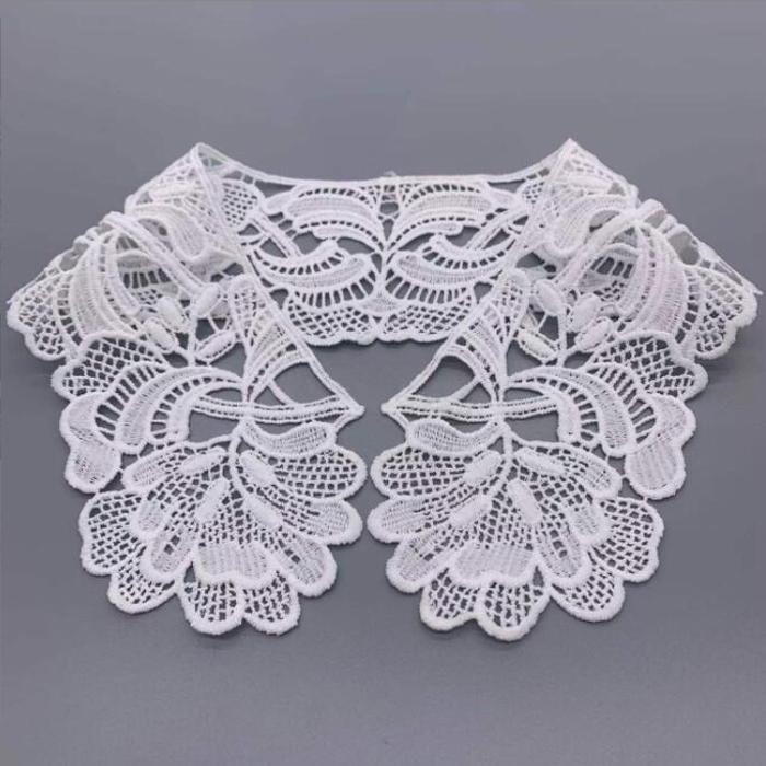 White Neckline Lace Collar Craft Sewing Fabric Venise Motif Applique Trims DIY Craft