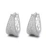 Luxury Female White Zircon Stone Hoop Earrings Vintage Fashion Silver Color Wedding  For Women