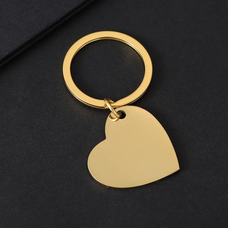 Slanted Peach Heart Stainless Steel Keychain with UV Color Printing - Perfect for Engraving and Festival Gifts.