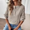 2025 Autumn/Winter Women's Solid Color Button Loose Long Sleeve T-Shirt