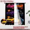 2D Flat Printing 2pcs Curtain Party Window Curtains Colorful Classic Cars Digital Printed Polyester Drapes Festive Curtains