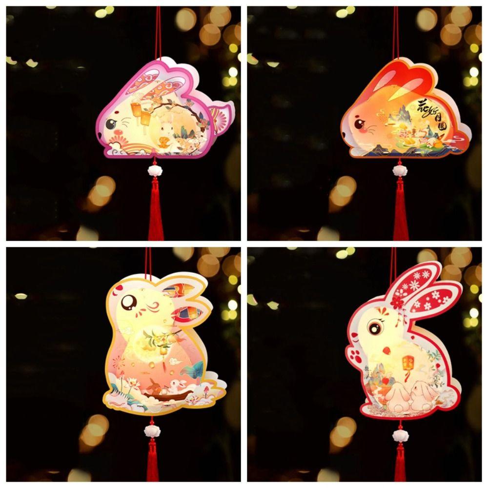 Luminous Mid-Autumn Festival Lantern Cartoon Lantern DIY Material Package Rabbit Lanterns  Gifts