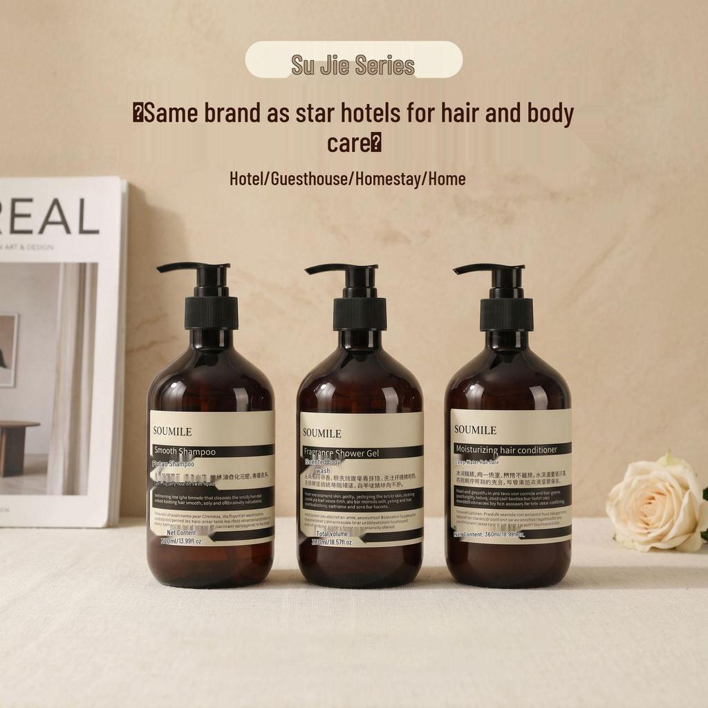 SOUMILE Sujie Large Pump Bottle: Shampoo, Hand Sanitizer, High-End Hotel & B&B Shower Gel.