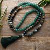 Luxury European and American Natural Stone Handmade Beaded Necklace Bracelet Set 108 Buddha Beads Rosary Beads Fringed Necklace Yoga Jewelry