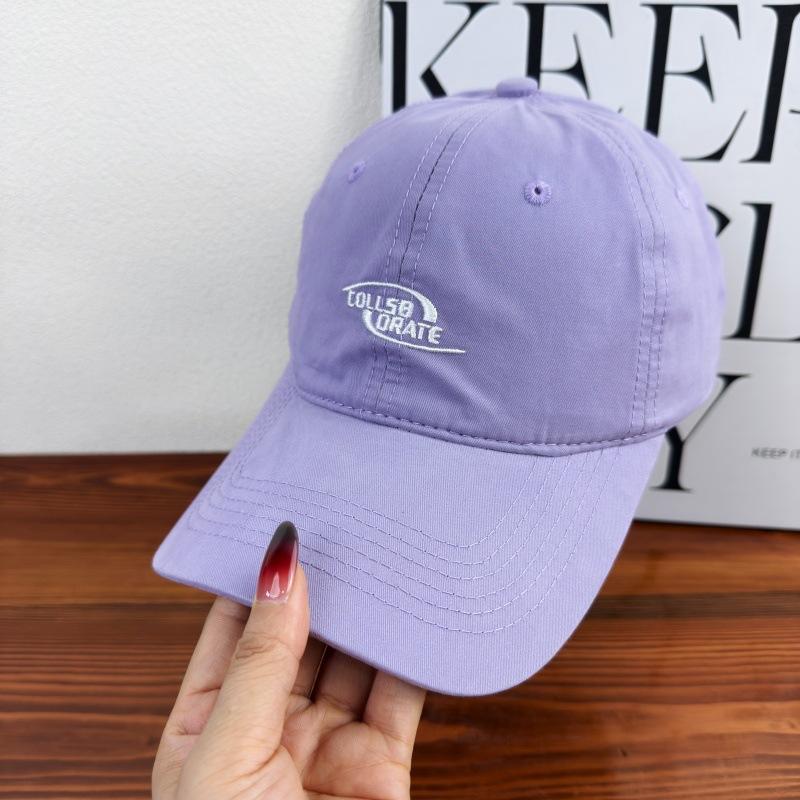 American retro English embroidery baseball cap soft top washed cotton cap men's and women's sunshade versatile show small face