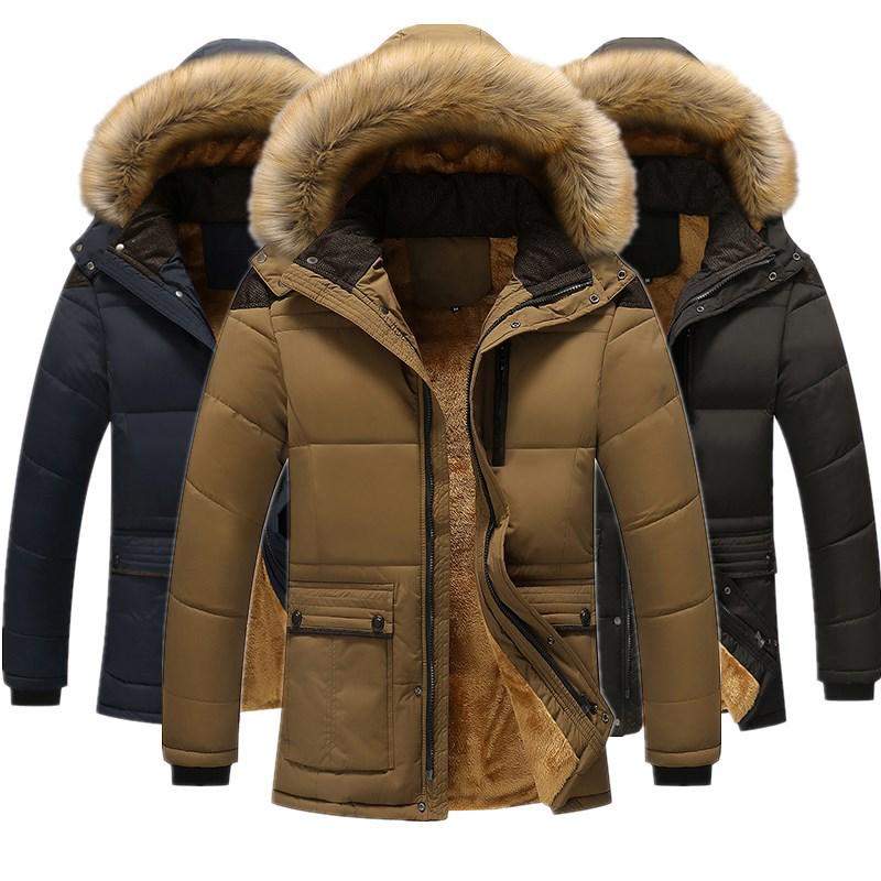 Parka invernale spesso e caldo da uomo in pile con cappuccio da uomo, giacca invernale da uomo, cappotto caldo in velluto da uomo