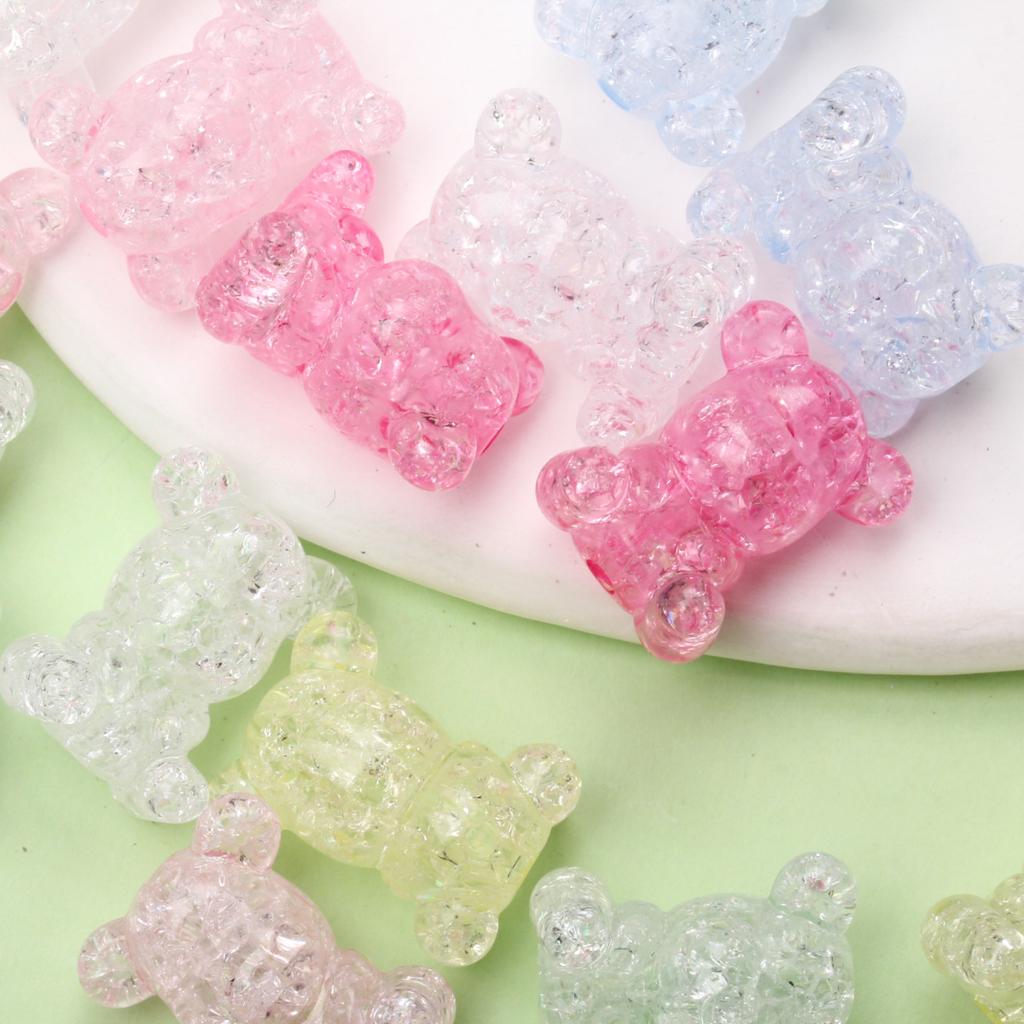 5 Stück transparente, platzende Acryl-Bären-Lose-Perlen, DIY-Handarbeitsaccessoires zur Schmuckherstellung, 18,5 x 22,5 mm