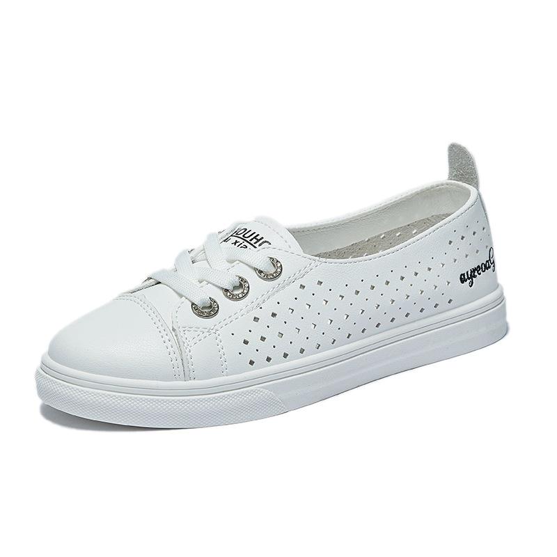 New Summer Small White Shoes for Women's Hollow Breathable Student Board Shoes Casual Shoes To Increase Climax Street Photography