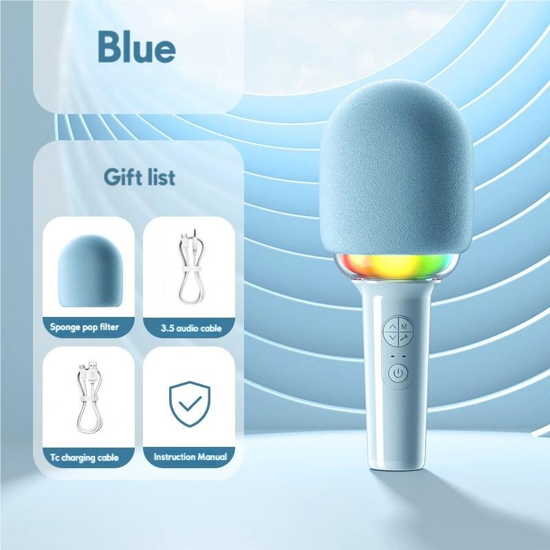 

2-in-1 Karaoke Microphone Speaker, Bluetooth 5.3 Wireless Mic with Lights, Portable All-in-One Singing Machine for Kids Adults синій