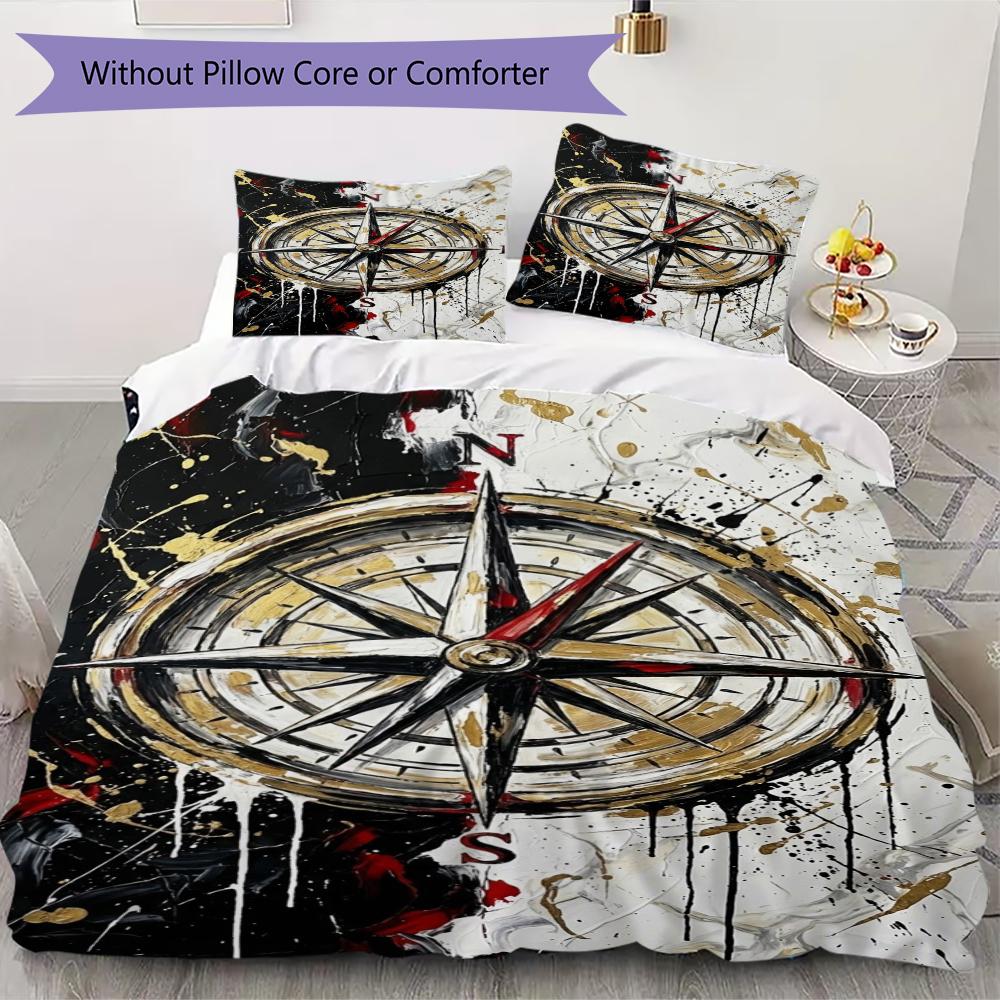 Compass Pattern Bedding uilt Set uilt Cover Pillowcase Home Decoration Birthday Gift (1 * duvet cover + 2 * pillowcase without core)167