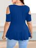 V-Neck Off-Shoulder Strap Short-Sleeve Plain Women's T-Shirt Top
