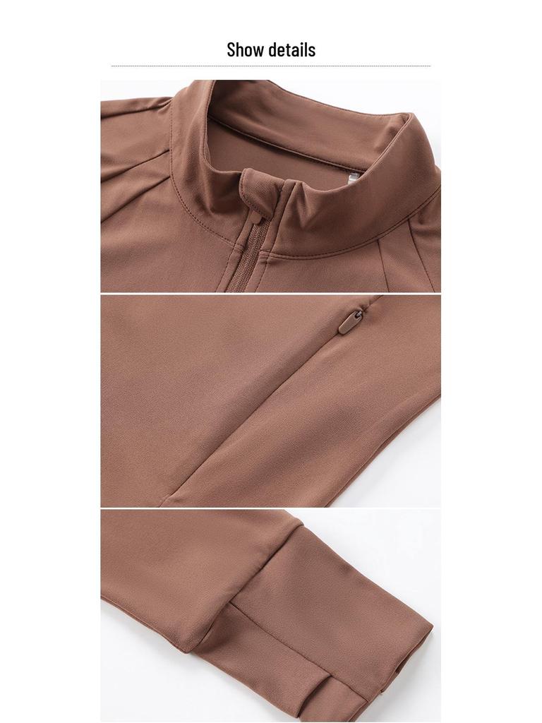 2025 Women's Long Sleeve Fitness Jacket for Spring & Autumn - Stand Collar Yoga & Running Sportswear