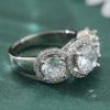 Luxurious Radiant Synthetic Zirconia Silvery Wedding Ring for Women Fashion Temperament Banquet Anniversary Jewelry Accessories