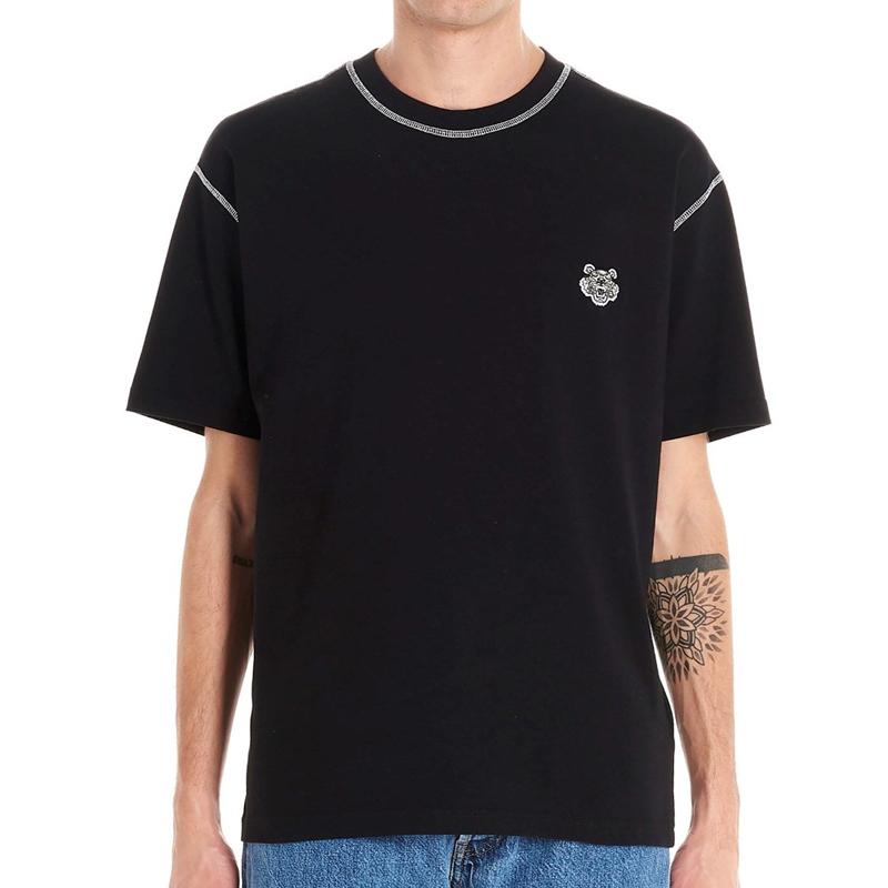 KENZO T-Shirts Men's Black Crew Neck Moderate Straight Fit FA5-5TS081-4BD-99