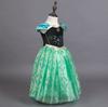 Kids Princess Elsa Dress Costume Frozen Elsa Dress Luxury Set Green Heart Magic Braided [YITING] 5-Piece - (Princess Dress, Tiara, Wand, Gloves, Wig)