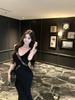 Women's Pink Ruffled Lace Patchwork Mermaid Hem Camisole Dress – Slim Fit Summer Long Dress