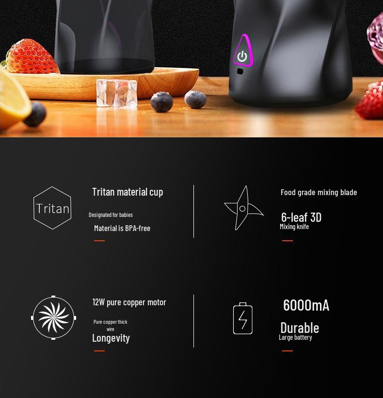 360W Portable Juicer with 6000mAh Battery and Tritan Mixing Cup