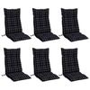 High Back Seat Cushions 6 Pcs Black Checkered Fabric