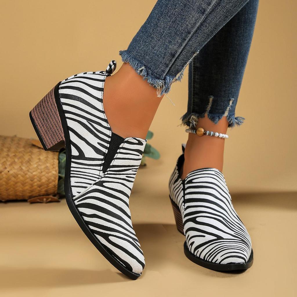 Women's Pointed Toe Chunky Heel Suede Shoes - Four Seasons Office Casual