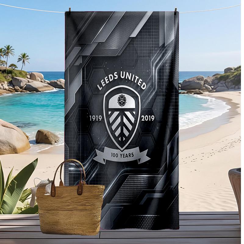 Leeds United Fußball-Druck Strandtuch, Großes Weiches Schnelltrocknendes Handtuch für Strand Camping Schwimmen