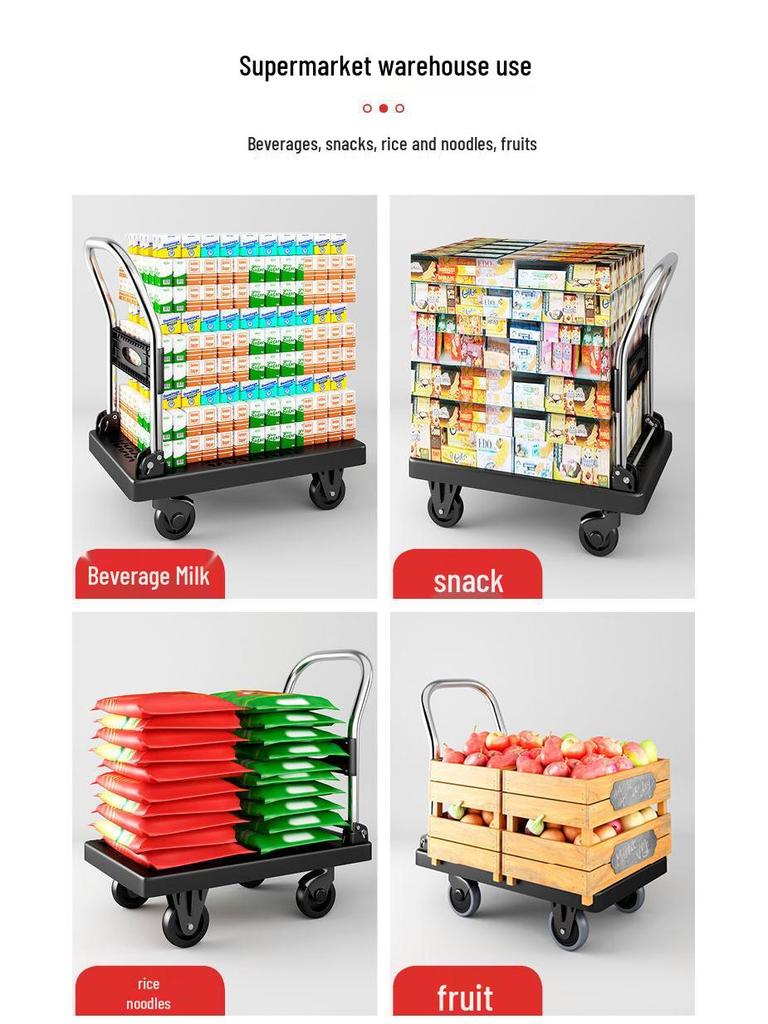 Compact Folding Flatbed Trolley: Silent, Lightweight, Multi-Functional Hand Truck for Pulling and Pushing Goods