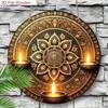 Flat Traditional Oil Lamp Diwali Metal Sign Wall Art for Home Decor