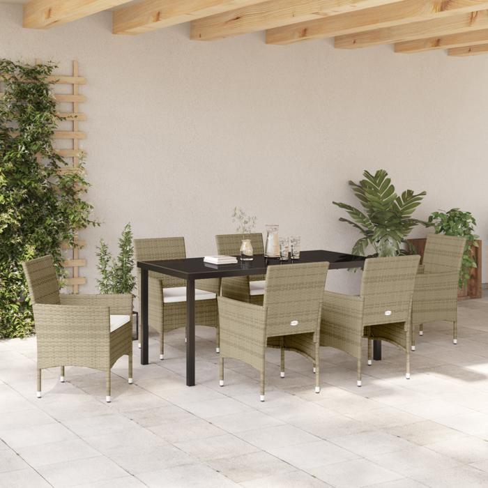 VidaXL Ensemble de Salle à Manger de Jardin 7 Pièces Beige Rotin Synthétique 3379741